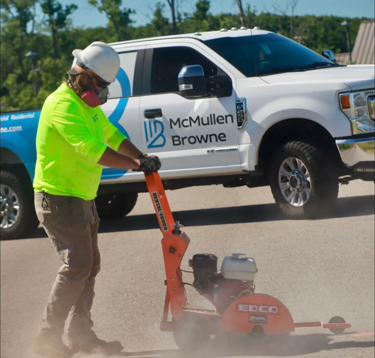 Construction crew working on a paving project